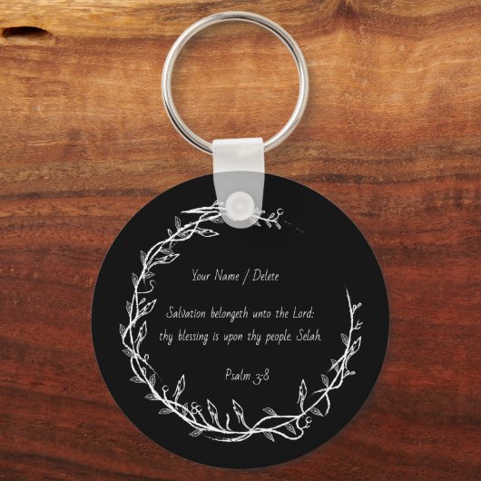 Bijbelscriptie Psalm 3 - 8 Snoeigebeugel Sleutelhanger (Voorkant)