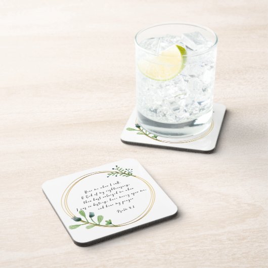 Bijbelscriptie Psalm 4-1 gebed voor hulp Bier Onderzetter (Rechterzijde)