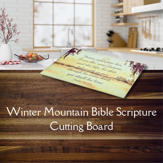 Bijbelscriptie wintergebergte snijvlak snijplank