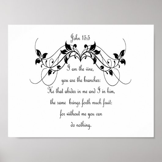 Bijbelscripts, John 5:15 "I am the Vine" Quote Poster (Voorkant)