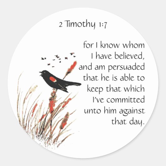 Bijbelscripts vers 2 Timothy 1:12 Bird Ronde Sticker (Voorkant)