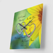 Bijbelscripttekst met dubbele hartmonogrammen T Vierkante Klok (Hoek)