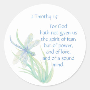 Bijbelscriptversie 2 Timothy 1:7 Dragonfly Ronde Sticker