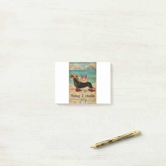 Bijbelse Beach Life Joy Dachshund Post-it® Notes (Op bureau)