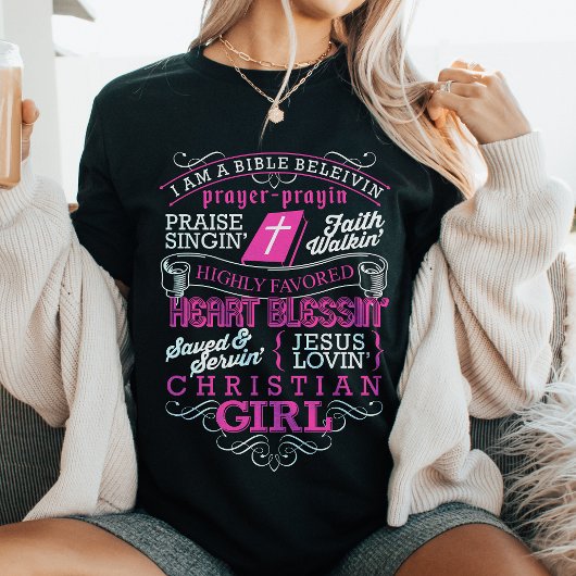 Bijbelse Belivin Christelijk meisje Religieuze tro T-shirt