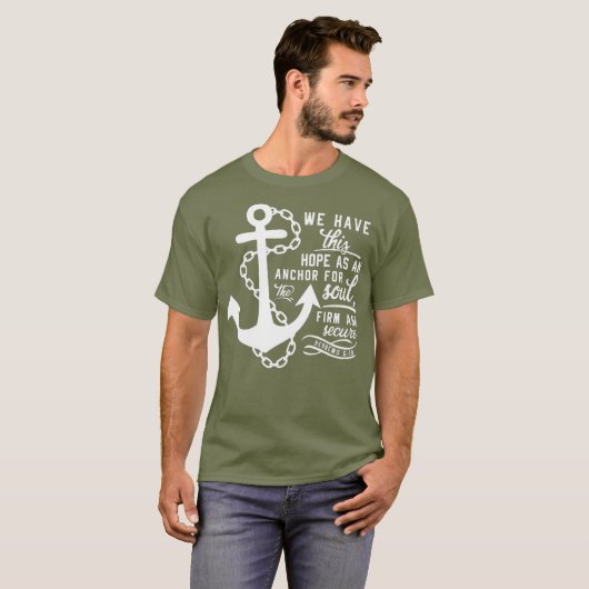 Bijbelse Christelijke Anchor Hebrews 619 Hope als T-shirt (Voorkant volledig)