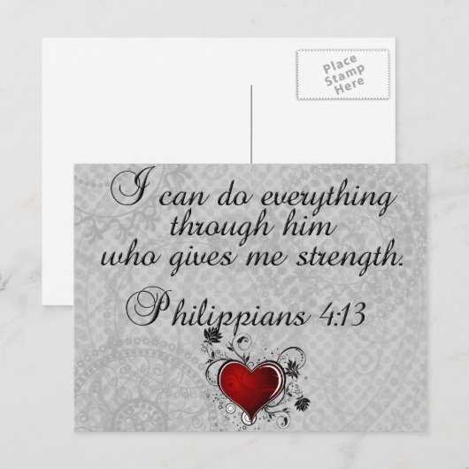 Bijbelse Christelijke Verse Filippijnen 4:13 Briefkaart (Voorkant / Achterkant)