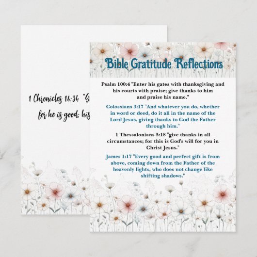 Bijbelse dankbaarheid reflecteert  Kaart (Voorkant / Achterkant)