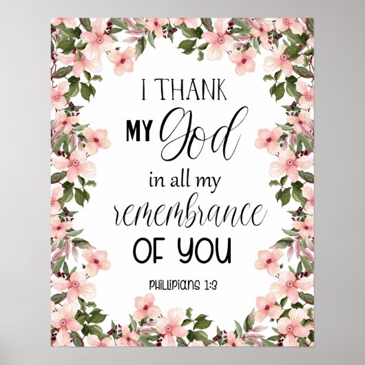 Bijbelse Floral Philippians Wall Art Poster (Voorkant)