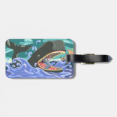 Bijbelse Jonah en de walvisoceaan scene Bagagelabel (Achterkant horizontaal)