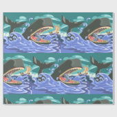 Bijbelse Jonah en de walvisoceaan scene Cadeaupapier (Vlak)