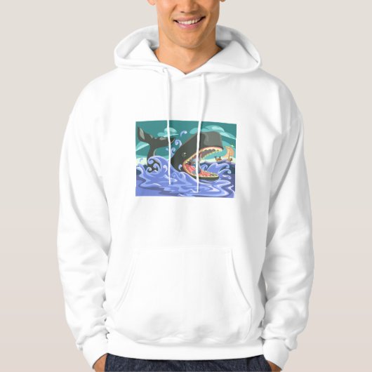 Bijbelse Jonah en de walvisoceaan scene Hoodie (Voorkant)