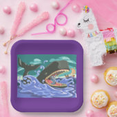 Bijbelse Jonah en de walvisoceaan scene Papieren Bordje (Feest)