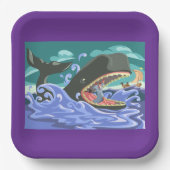 Bijbelse Jonah en de walvisoceaan scene Papieren Bordje (Voorkant)