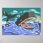 Bijbelse Jonah en de walvisoceaan scene Poster (Voorkant)