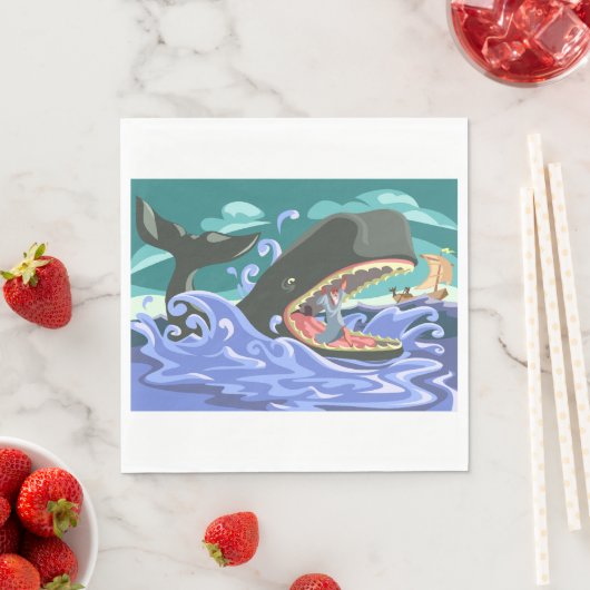 Bijbelse Jonah en de walvisoceaan scene Servet (Insitu)