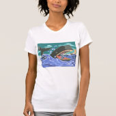 Bijbelse Jonah en de walvisoceaan scene T-shirt (Voorkant)