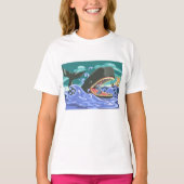 Bijbelse Jonah en de walvisoceaan scene T-shirt (Voorkant)