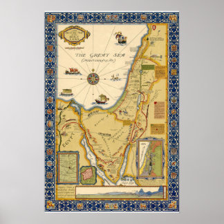 Bijbelse kaart van het Heilige Land Poster