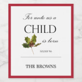 Bijbelse kerst - kerst - Klassieke ronde - keuze Wijn Etiket (Enkel label)