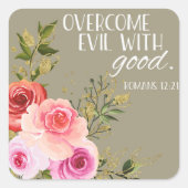 Bijbelse kiezelaar op Floral Square Vierkante Sticker (Voorkant)