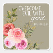 Bijbelse kiezelaar op Floral Square Vierkante Sticker (Voorkant)