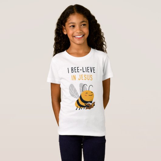 Bijbelse Kinder Christelijke Faith Cute Bee: Ik be T-shirt (Voorkant volledig)