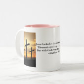 Bijbelse koffie Mok roze - Matthew 19:26 (Voorkant links)