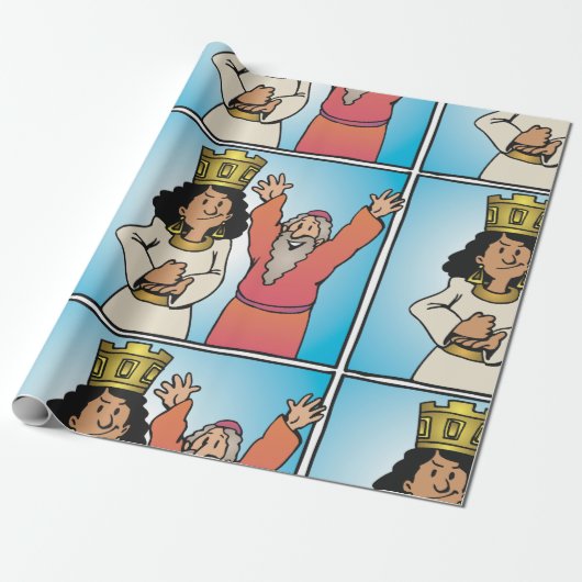 Bijbelse Koningin en Profeet op geloof gebaseerde  Cadeaupapier (Uitgerold)