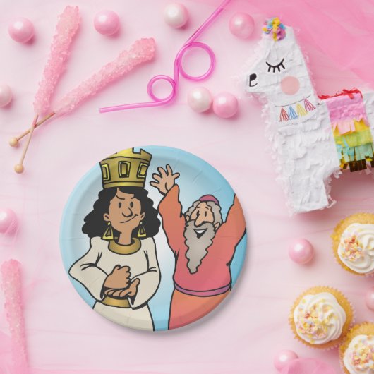 Bijbelse Koningin en Profeet op geloof gebaseerde  Papieren Bordje (Feest)