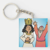 Bijbelse Koningin en Profeet op geloof gebaseerde  Sleutelhanger (Voorkant)