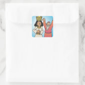 Bijbelse Koningin en Profeet op geloof gebaseerde Vierkante Sticker (Tas)