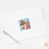 Bijbelse Koningin en Profeet op geloof gebaseerde Vierkante Sticker (Envelop)