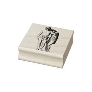 Bijbelse Kunst Adam en Eva-Illustratie Rubberstempel