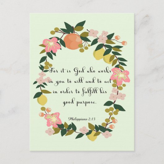 Bijbelse kunst - Filippijnen 2:13 Briefkaart (Voorkant)