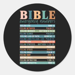 Bijbelse noodnummers Cool Religious Christelijk B Ronde Sticker
