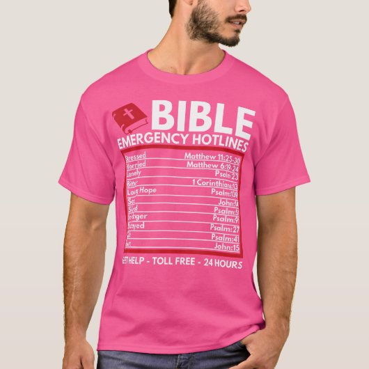 Bijbelse noodnummers - Grappig Christelijk Bijbelj T-shirt (Voorkant)