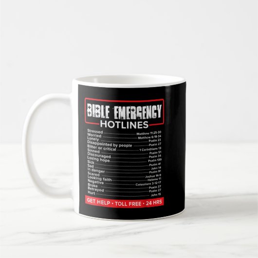 Bijbelse noodnummers koffiemok (Links)