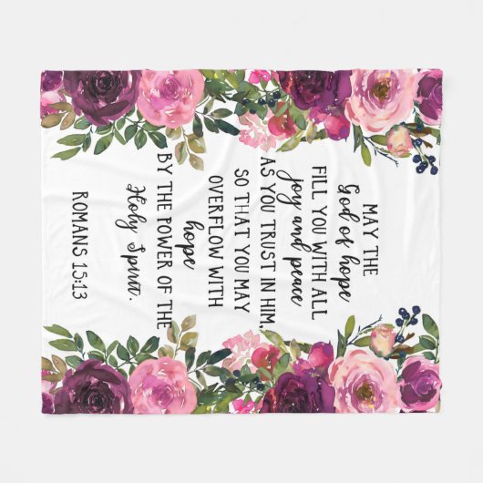 Bijbelse Paarse Floral Fleece Blanket (Voorkant (Horizontaal))