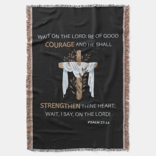 Bijbelse Schrift Psalm 27:14 KJV Deken (Voorkant Verticaal)