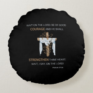 Bijbelse Schrift Psalm 27:14 KJV Rond Kussen