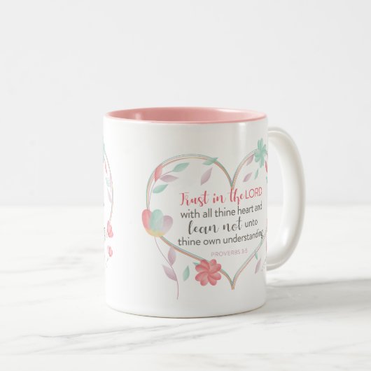 Bijbelse spreekwoorden 3:5 Hart Bloemen Mok (Voorkant rechts)