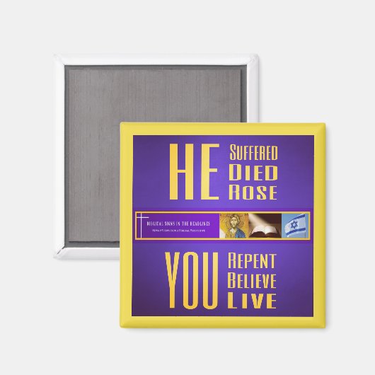 Bijbelse tekens met "HIJ stierf - U leeft" magneet (Voorkant / Achterkant)