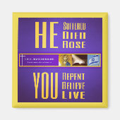 Bijbelse tekens met "HIJ stierf - U leeft" magneet (Voorkant)