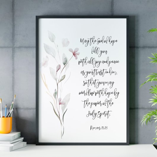 Bijbelse verse florale scriptie poster
