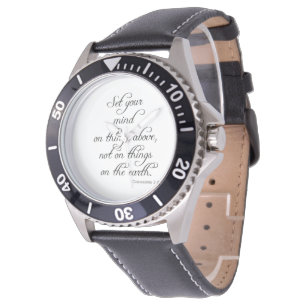 Bijbelse Verse Kol. 3 2 Stel je Mind Wrist Watch i Horloge