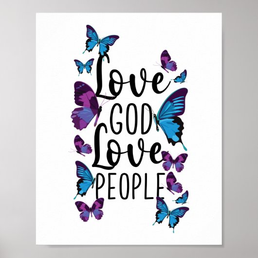 Bijbelse Verse Love God Love People Butterfly Poster (Voorkant)