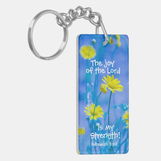 Bijbelse Verse Nehemiah De vreugde van de Heer Dou Sleutelhanger (Voorkant Links)