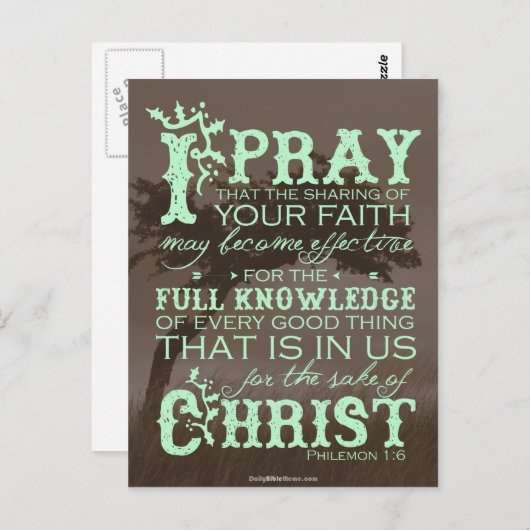 Bijbelse Verse Post Card - Philemon 1:6 Briefkaart (Voorkant / Achterkant)