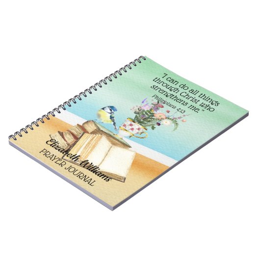 Bijbelse Verse Quote Waterverf Floral Bird Books Notitieboek (Linkerzijde)